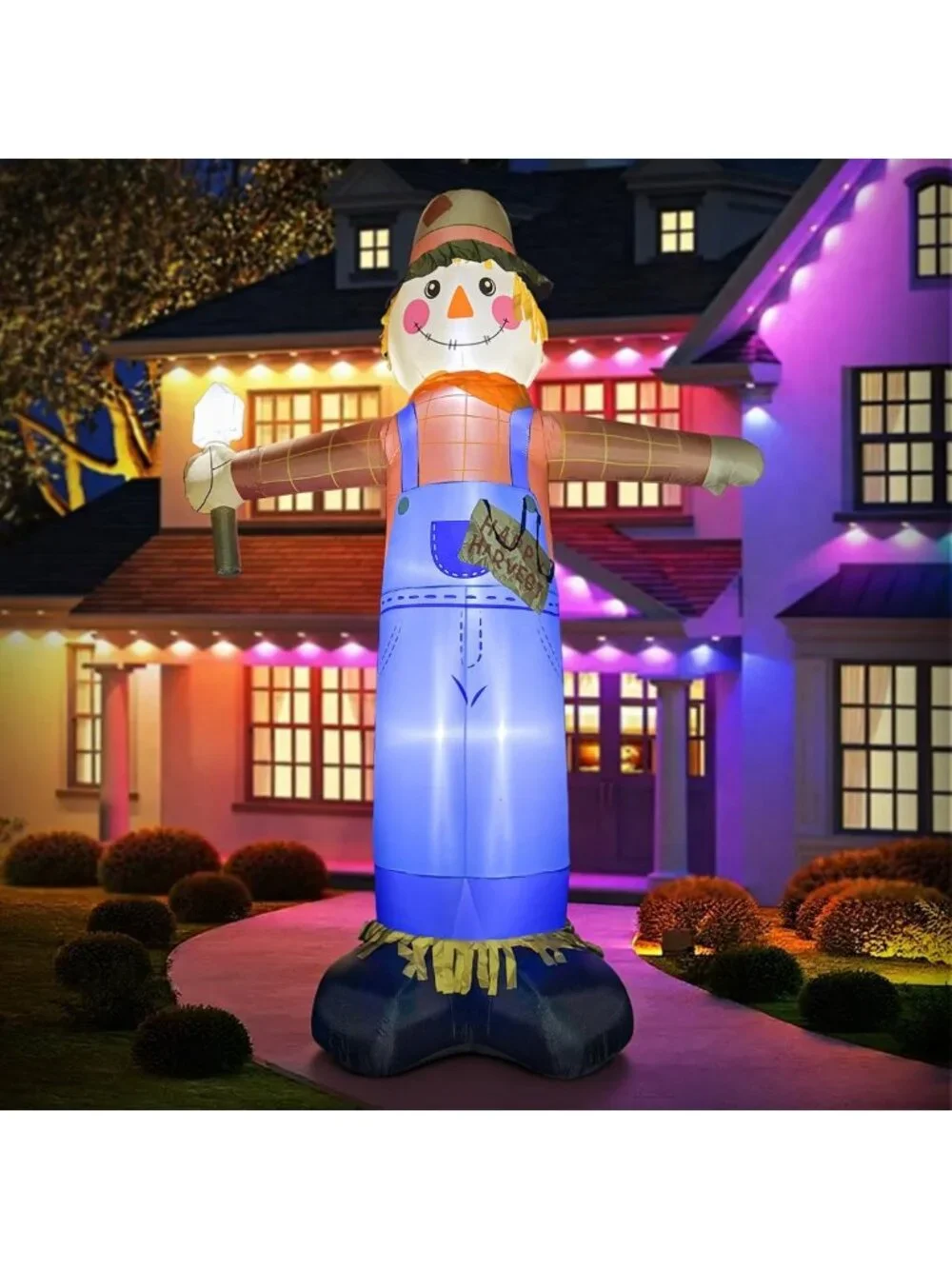 12FT Giant Scarecrow Inflatable Yard Decor for Halloween & Thanksgiving, Fall